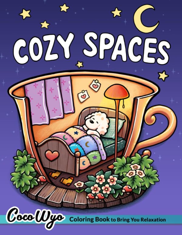 Cozy Spaces: Coloring Book For Relaxation With Cute Animals